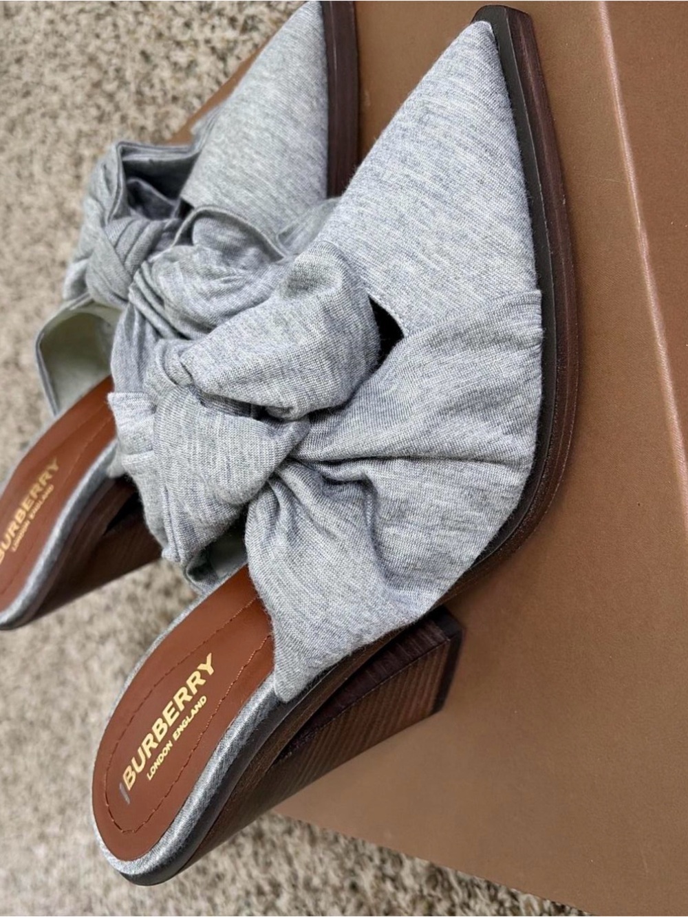 Burberry Light Gray Tie-Wrap Block Heel Sandal EU 38 - Picture 7 of 9